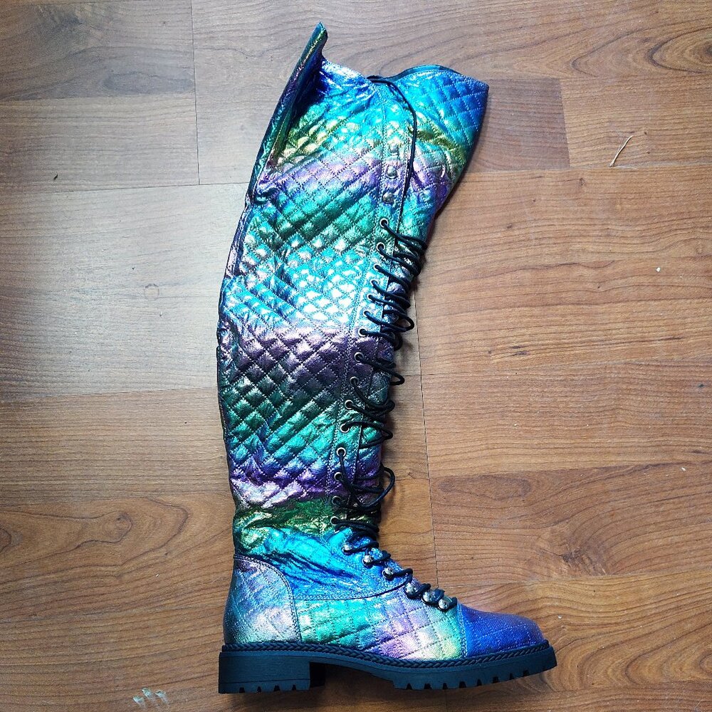 ANTHONY WANG MORELLA  OVER THE KNEE BOOTS COMBAT RAVE MERMAID GAGA